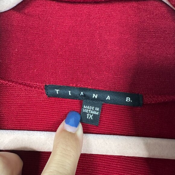 2/$24 Tiana B. Cowl Neck Shirt Dress Button Accent Red 1X #A0527 TRB3 - Picture 5 of 7